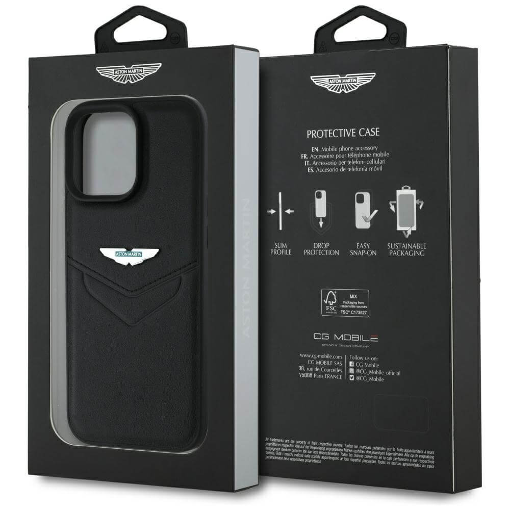 Aston Martin iPhone 16 Pro - HC Leather Victory - Σκληρή Θήκη με Επένδυση Γνήσιου Δέρματος - Black