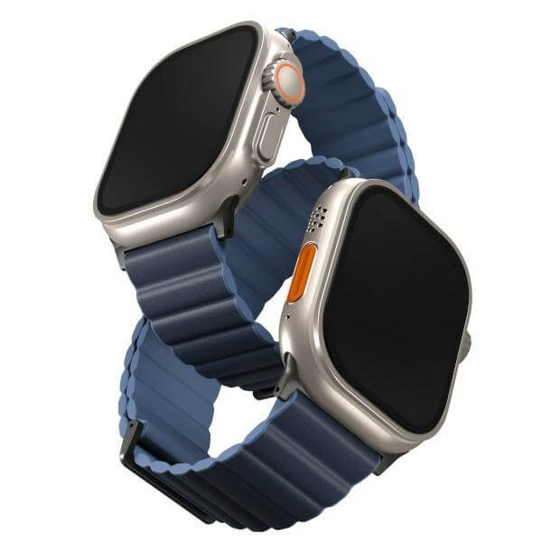 Uniq Λουράκι Apple Watch 2 / 3 / 4 / 5 / 6 / 7 / 8 / 9 / SE / ULTRA / Ultra 2 - 42 / 44 / 45 / 49 mm Revix Premium Μαγνητικό Σιλικόνης Διπλής Όψης - Blue