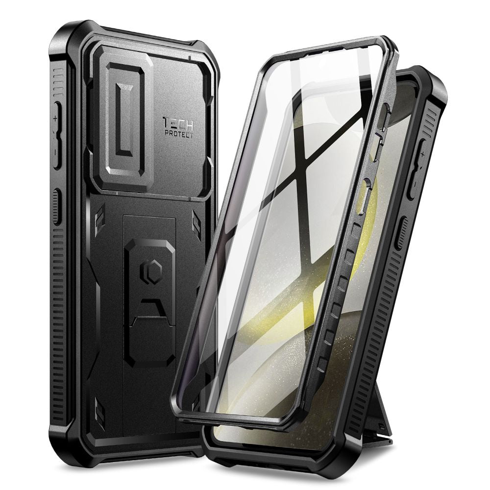 Tech - Protect Samsung Galaxy S24 Kevlar Cam+ Θήκη 360 Full Body με Προστασία για την Οθόνη και την Κάμερα και Stand - Black