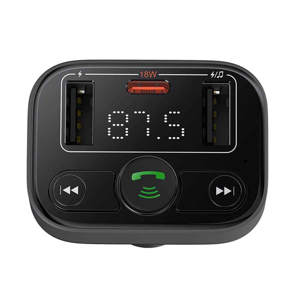 Baseus S - 09 Lite FM Transmitter με 2 Θύρες USB και 1 Θύρα Type - C για Αναπαραγωγή Μουσικής / Φόρτιση Κινητών στο Αυτοκίνητο - Cluster Black