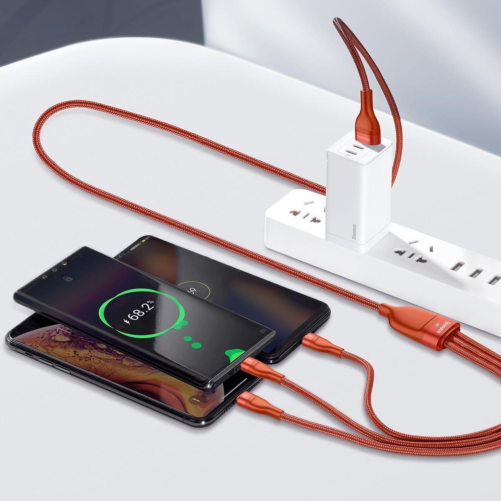 Baseus Flash Series 3in1 - Καλώδιο Γρήγορης Φόρτισης και Δεδομένων 5A 40W 1.2m - Micro USB / Lightning / Type - C - Orange - CA1T3 - 07