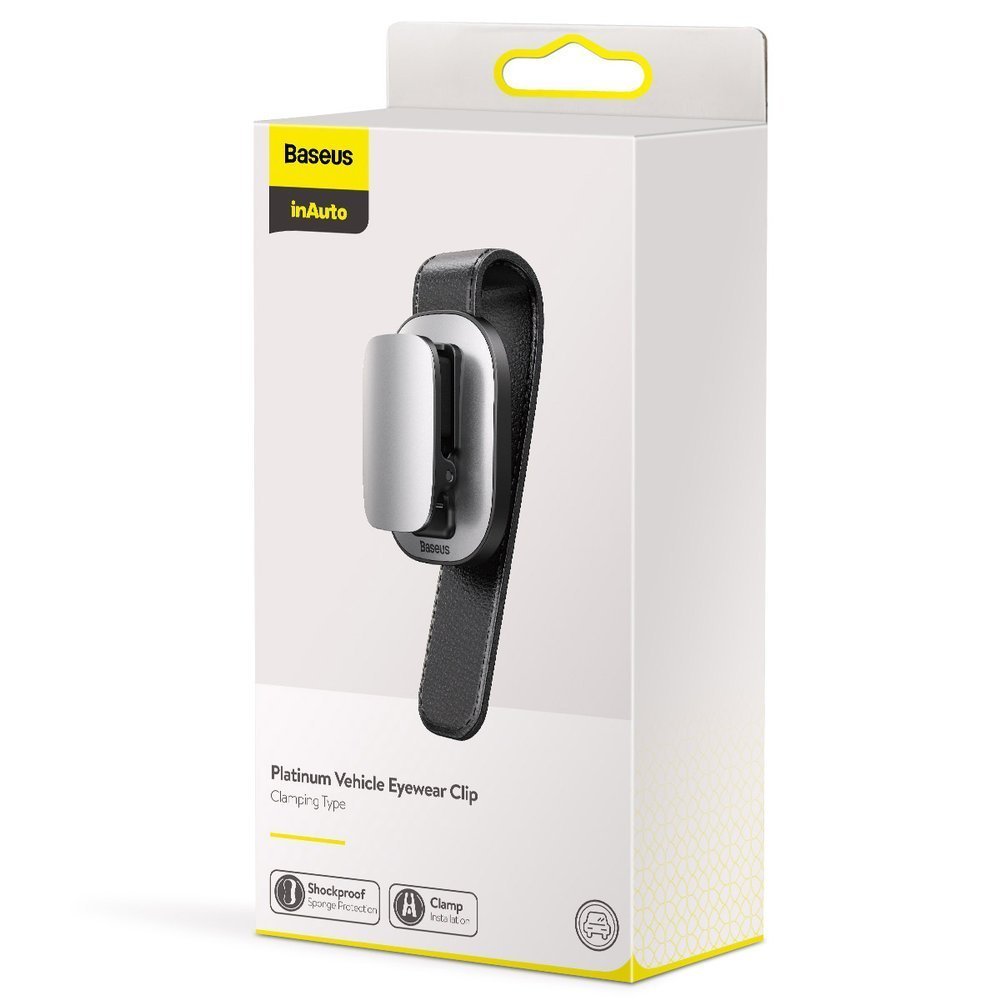 Baseus Platinum Vehicle Eyewear Clip Clamping Type - Βάση Στήριξης Γυαλιών για το Σκίαστρο - Silver - ACYJN - B0S