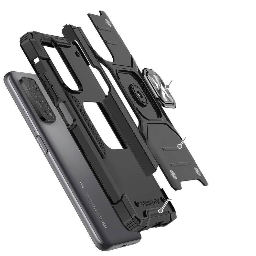 Wozinsky Xiaomi Poco M4 Pro 5G / Redmi Note 11S 5G Ring Armor Σκληρή Θήκη με Πλαίσιο Σιλικόνης και Δαχτυλίδι Συγκράτησης - Black