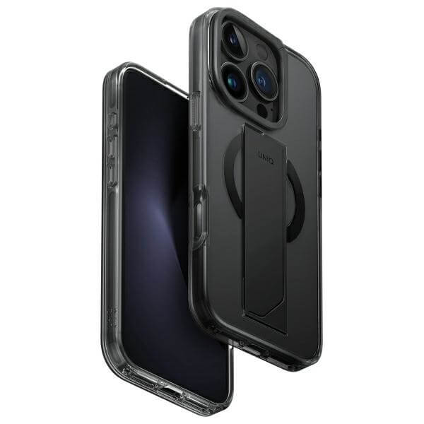 Uniq iPhone 16 Pro - Heldro Max - MagSafe Σκληρή Θήκη με Πλαίσιο Σιλικόνης και Finger Holder - Vapour Smoke