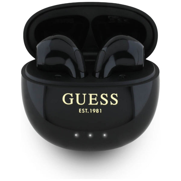 Guess TWS Glossy Effect Egg Shape Printed Classic Logo - Bluetooth 5.4 - Ασύρματα ακουστικά για Κλήσεις / Μουσική - Black