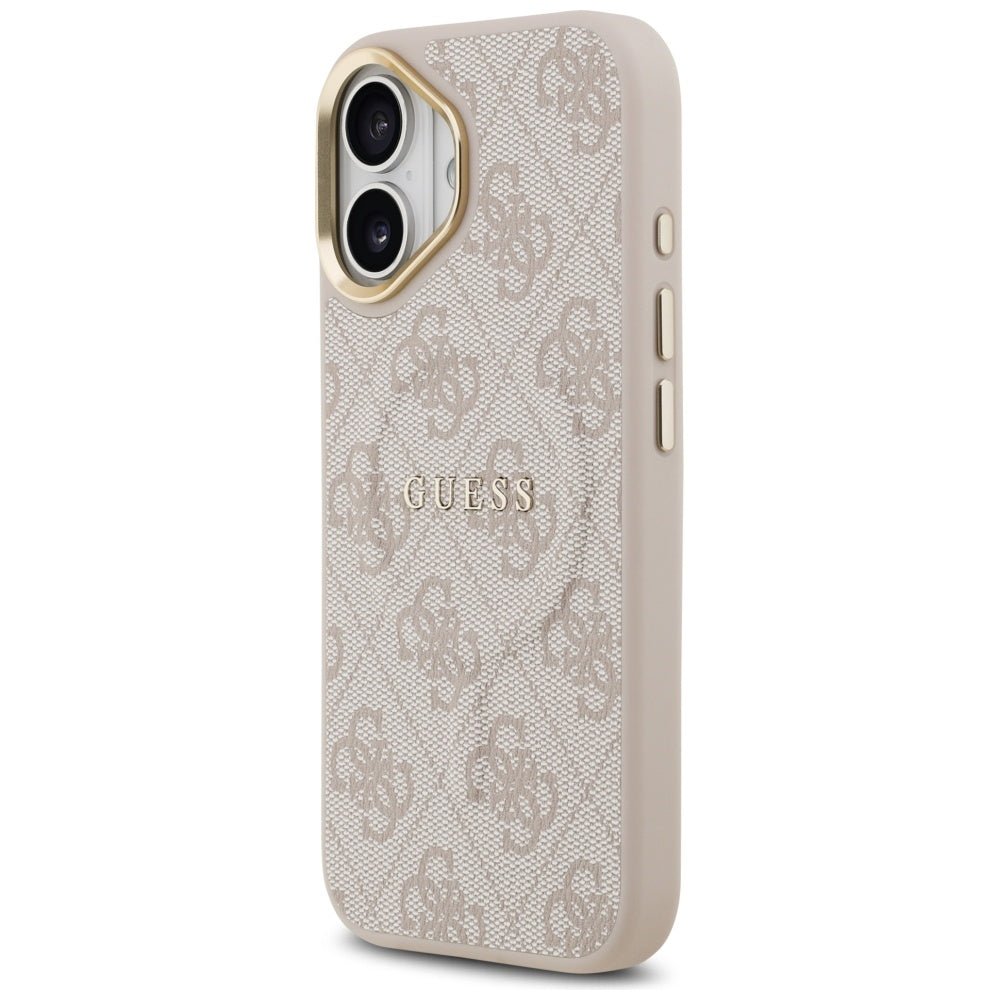 Guess iPhone 17 - 4G PU Classic Logo MagSafe - Σκληρή Θήκη με Πλαίσιο Σιλικόνης και Επένδυση Οικολογικού Δέρματος - Pink - GUHMP17SP4MSEGCP