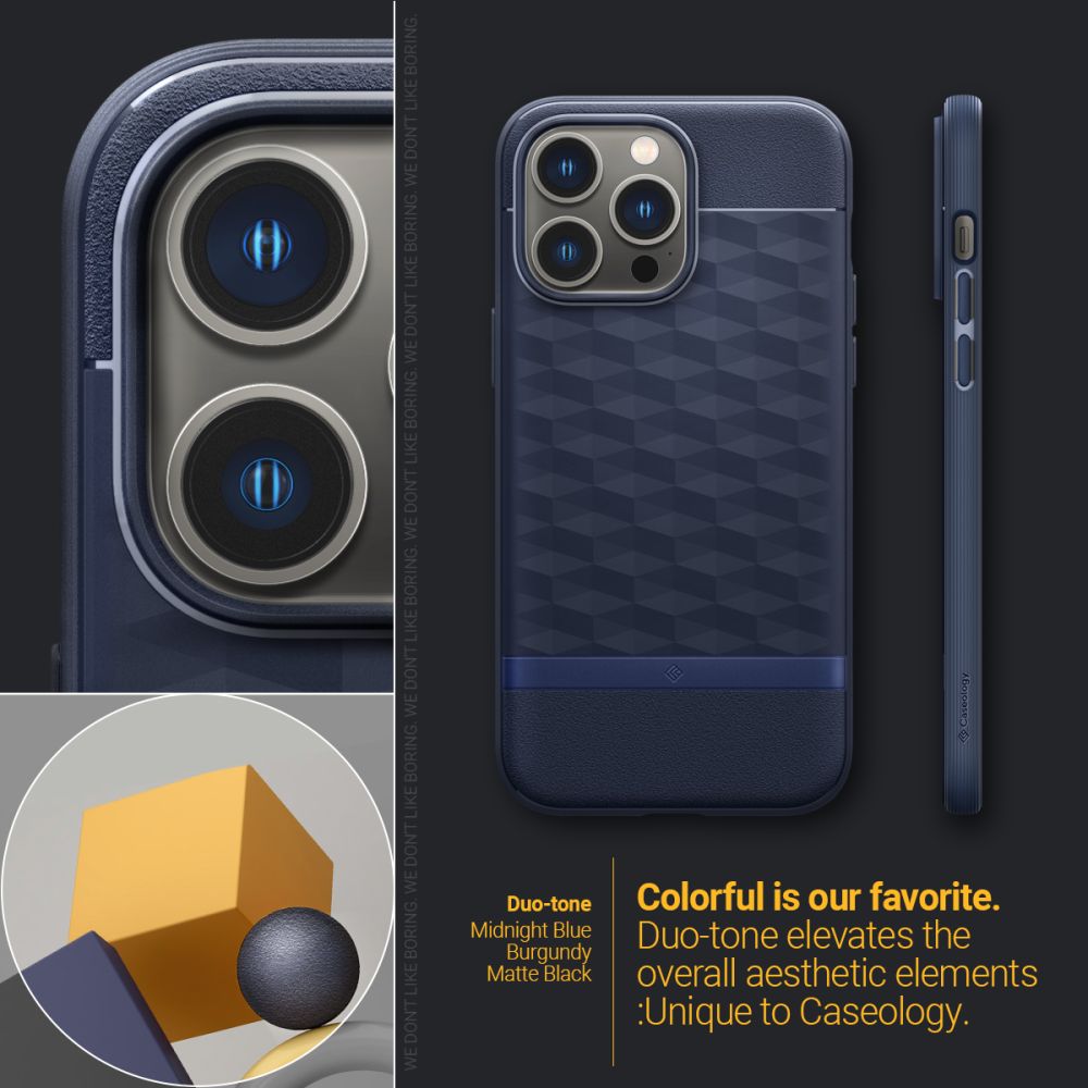 Caseology iPhone 14 Pro Max Parallax Mag Θήκη Σιλικόνης με Σκληρό Πλαίσιο και MagSafe - Midnight Blue