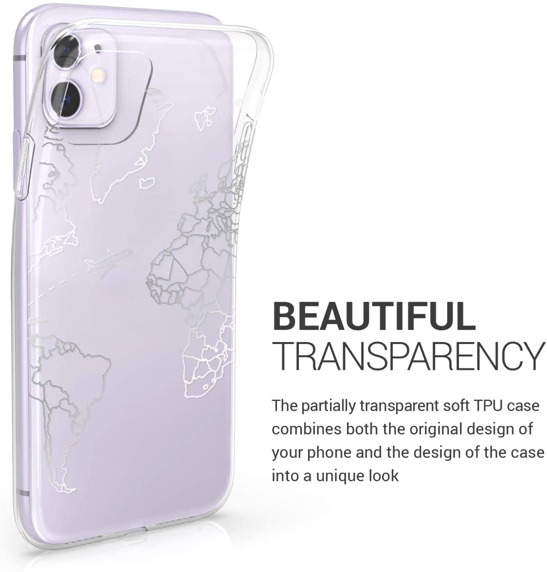 KW iPhone 11 Θήκη Σιλικόνης TPU Design Travel and Explore - Silver / Διάφανη - 49785.28