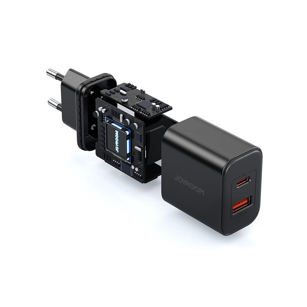 Joyroom PD 20W Οικιακός Φορτιστής Γρήγορης Φόρτισης με Θύρα USB και Θύρα Type - C και Καλώδιο Type - C to Type - C - Black - JR - TCF05