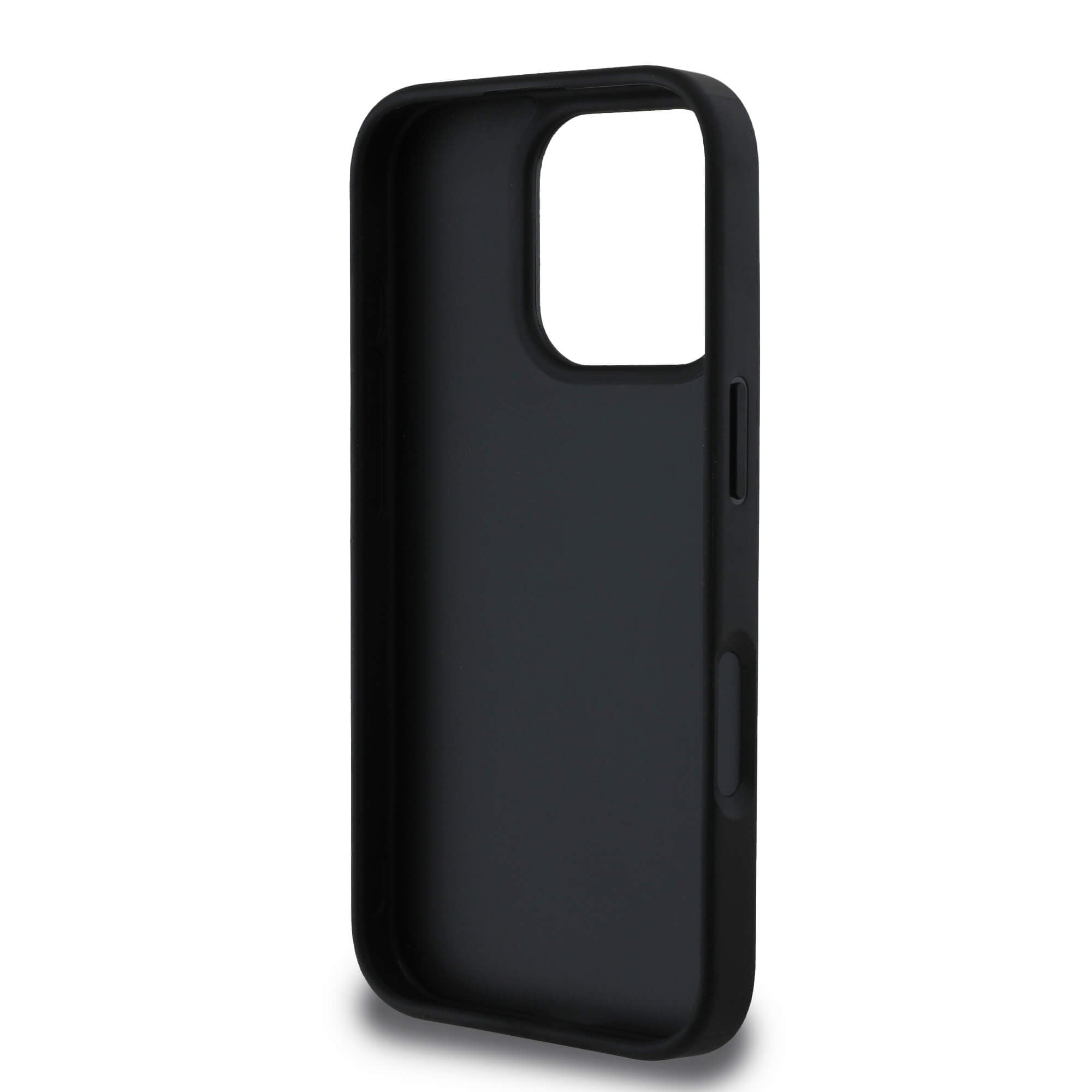 Guess iPhone 16 Pro - Hot Stamp 4G Pattern Triangle Metal Logo - Θήκη με Επένδυση Συνθετικού Δέρματος και Πλαίσιο Σιλικόνης - Black - GUHCP16LPGP4STRK