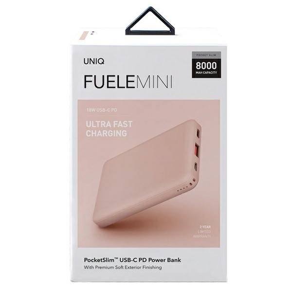 Uniq Fuele Mini PowerBank 8000mAh 18W με Καλώδιο UBS to Type - C - Pink