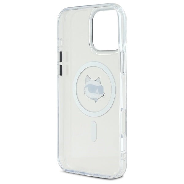 Karl Lagerfeld iPhone 16 Pro - IML Metal Choupette Head - Σκληρή Θήκη με Πλαίσιο Σιλικόνης και MagSafe - White - KLHMP16LHLSCHH