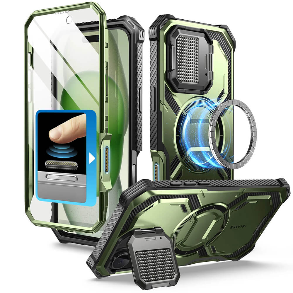 Supcase iPhone 16 Plus Armorbox MagSafe Σκληρή Θήκη με Προστασία Οθόνης και Κάλυμμα Κάμερας / Stand - Dark Green