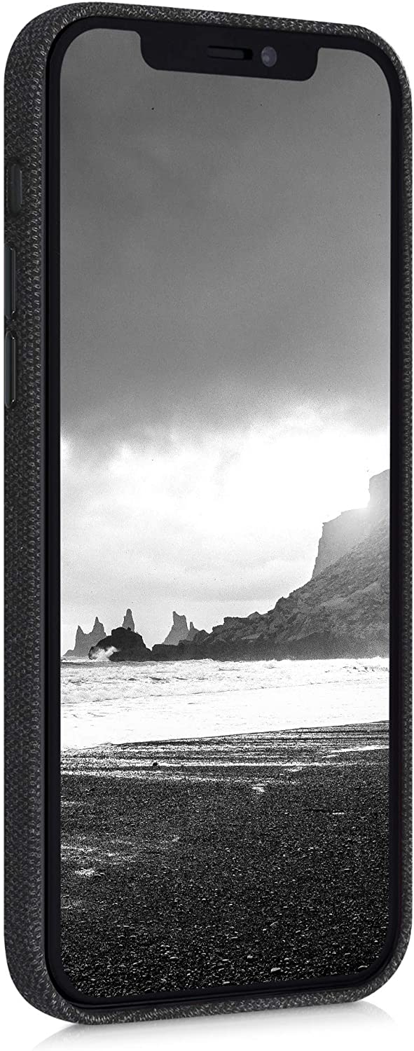 KW iPhone 12 / iPhone 12 Pro Θήκη Σιλικόνης TPU Canvas - Dark Grey - 52742.19