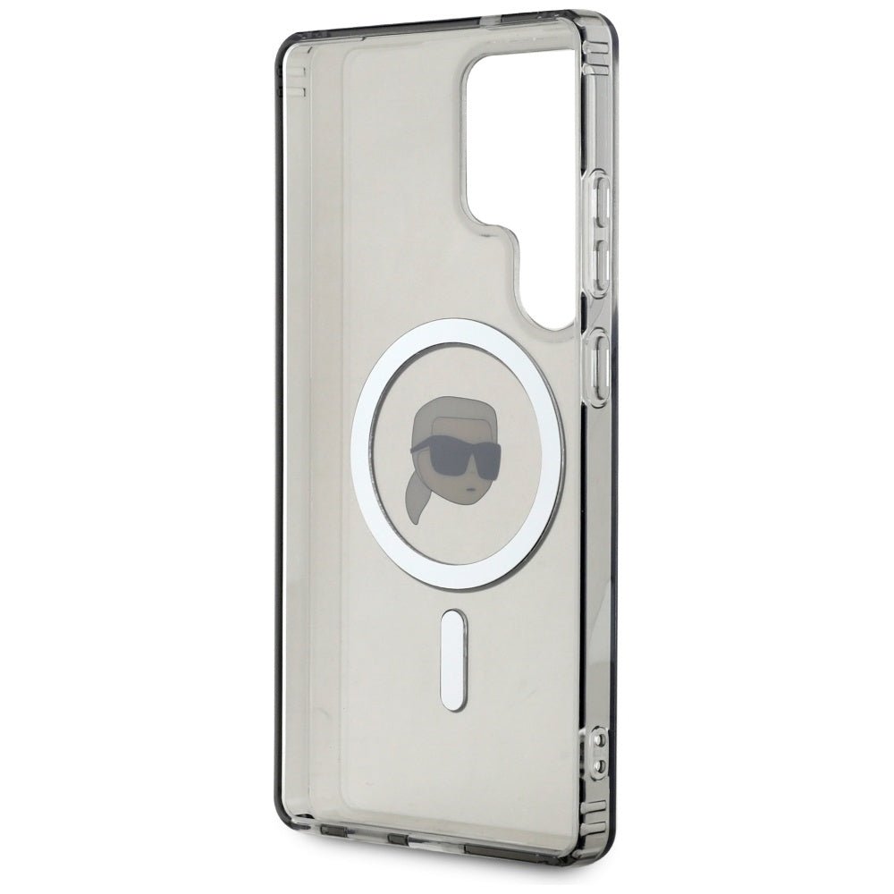 Karl Lagerfeld Samsung Galaxy S25 Ultra - Button Karl Head Printed Logo - MagSafe Σκληρή Θήκη με Πλαίσιο Σιλικόνης - Black - KLHMS25LHLSKIK