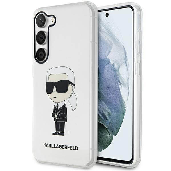 Karl Lagerfeld Samsung Galaxy S23+ - Ikonik Karl Σκληρή Θήκη με Πλαίσιο Σιλικόνης - Clear - KLHCS23MHNIKTCT