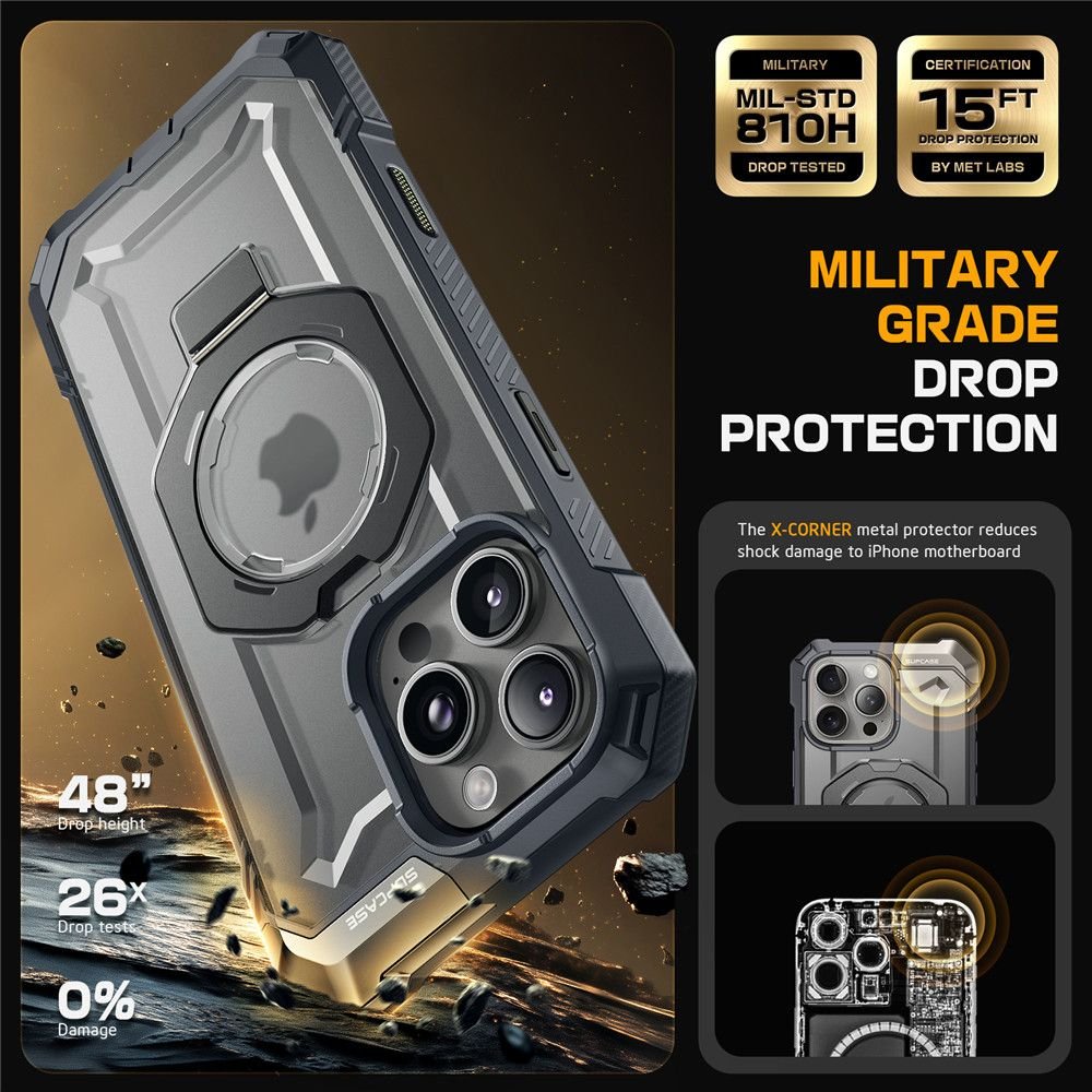 Supcase iPhone 16 Pro Max UB Grip Mag Σκληρή Θήκη με MagSafe και Stand - Grey