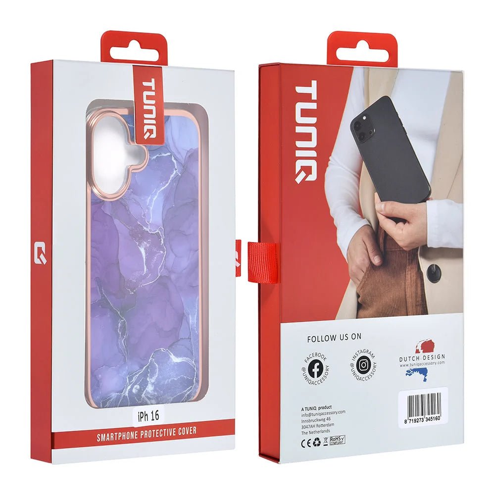 Tuniq iPhone 16 Silicone Θήκη Σιλικόνης - Marble / Purple