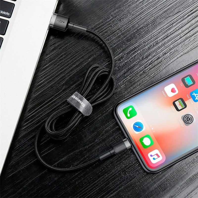 Baseus Cafule Cable Lightning 2.4A - Καλώδιο Δεδομένων και Φόρτισης Lightning 1M για iPhone - Black / Grey - CALKLF - BG1