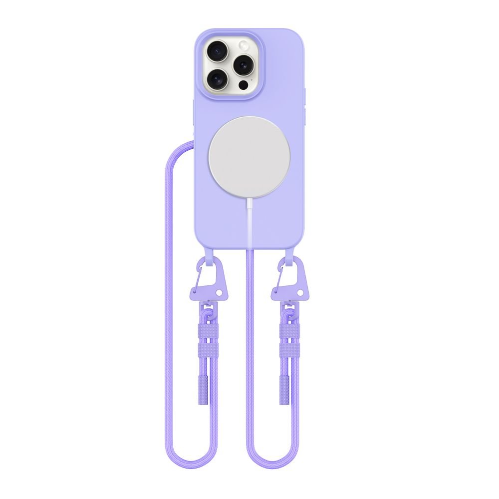 Tech - Protect iPhone 15 Pro MagNecklace - MagSafe Θήκη Σιλικόνης TPU με Pυθμιζόμενο Αποσπώμενο Κορδόνι - Lavender