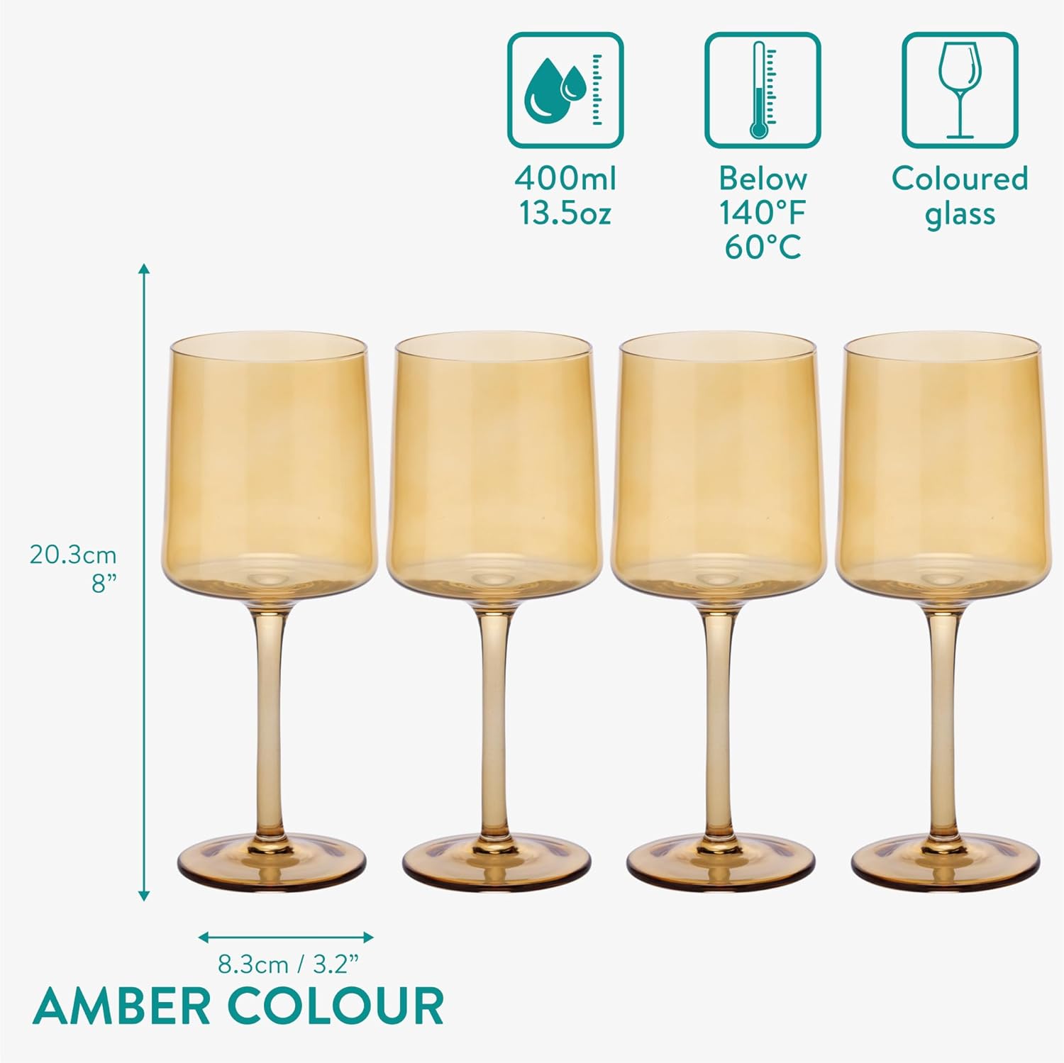 Navaris Σετ με 4 Ποτήρια Κρασιού - Amber - 56212.06