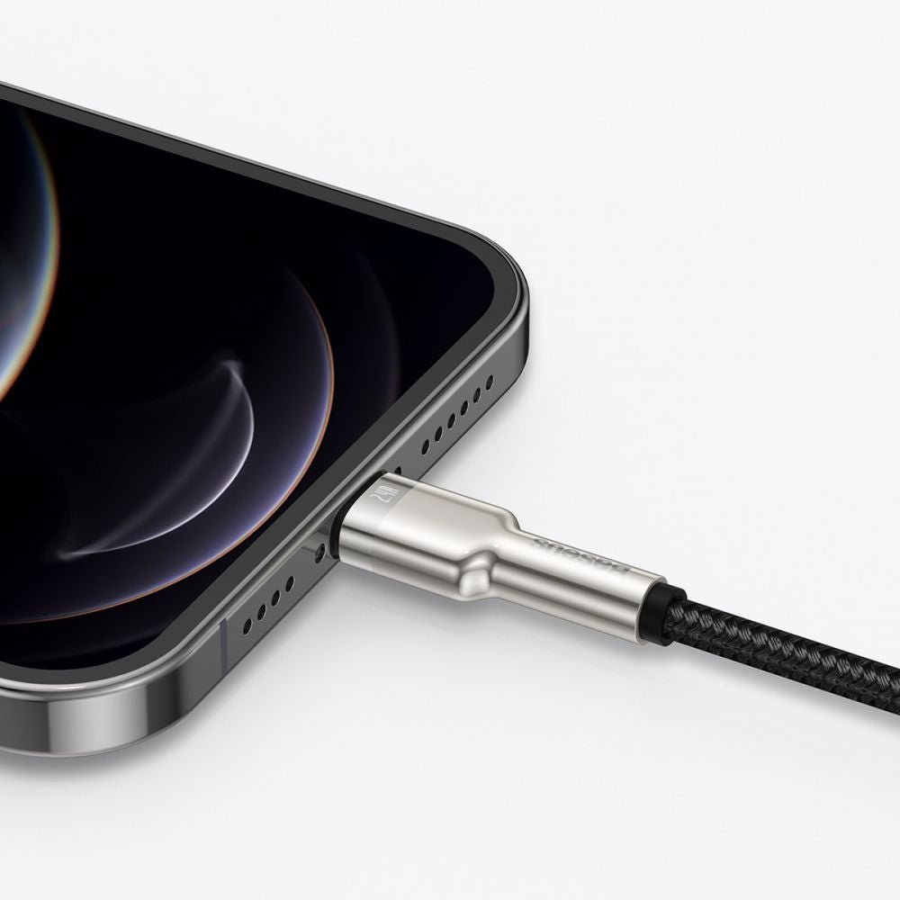 Baseus Cafule Metal Cable Lightning 2.4A - Καλώδιο Δεδομένων και Φόρτισης Lightning 2M - Black / Gold - CALJK - B01