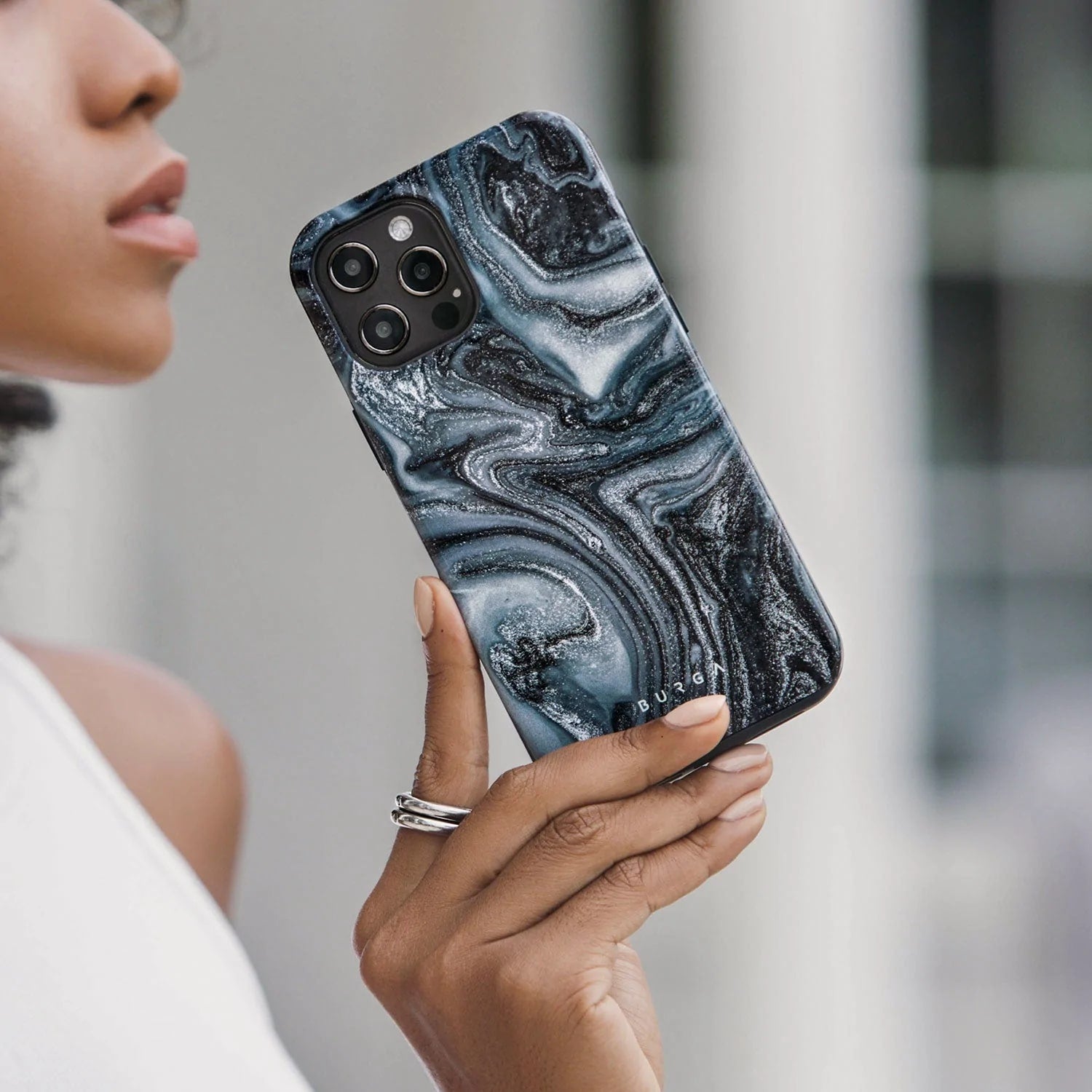 Burga iPhone 14 Pro Fashion Tough Σκληρή Θήκη - Navy Trench