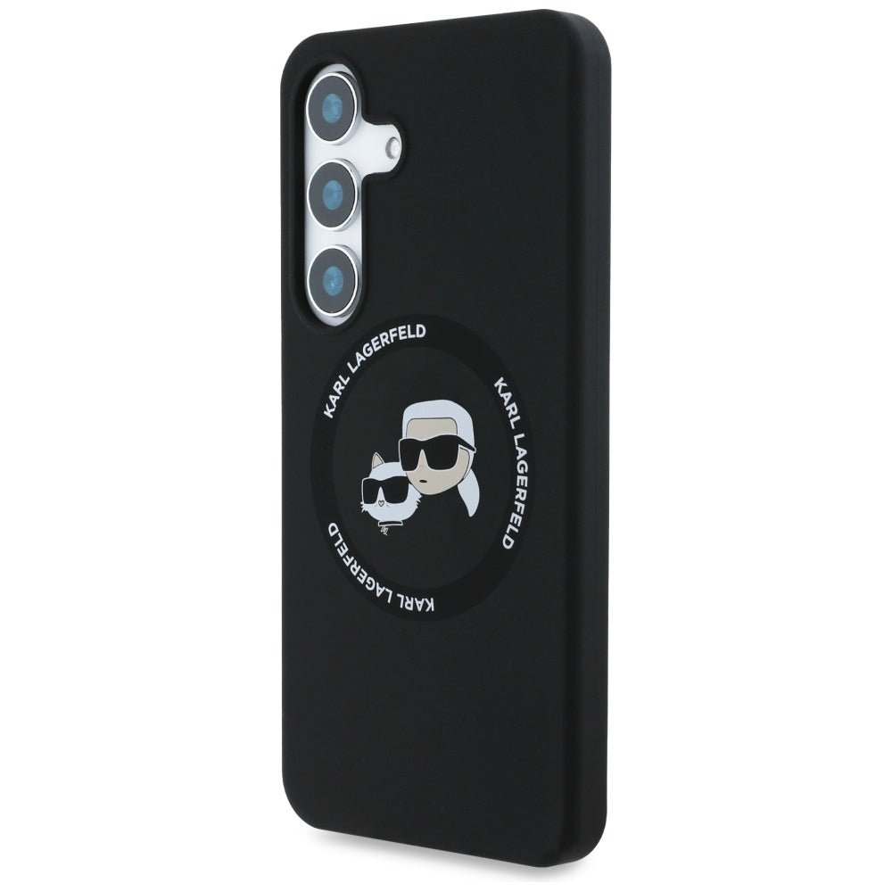Karl Lagerfeld Samsung Galaxy S25 Plus - Silicone Double Heads and Circle - Σκληρή Θήκη Σιλικόνης με MagSafe - Black - KLHMS25MSKCHTCK