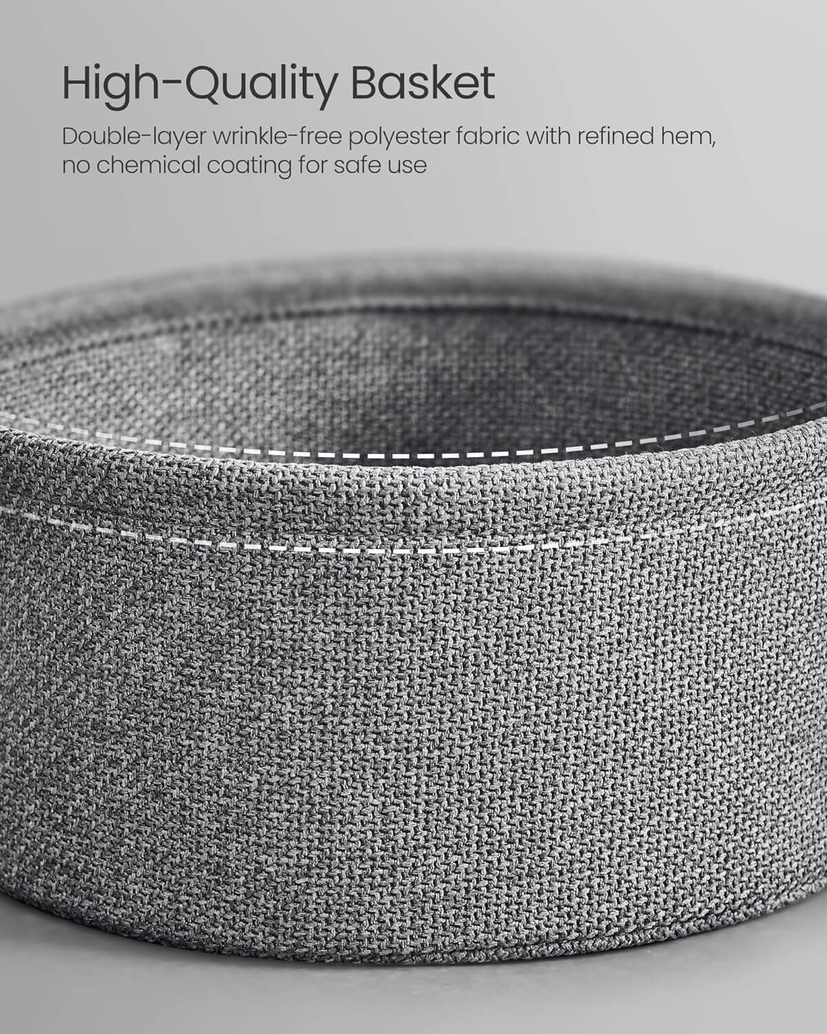 Vasagle Στρόγγυλο Βοηθητικό Τραπέζι με Υφασμάτινο Καλάθι Αποθήκευσης - Black / Slate Grey - LET223B01