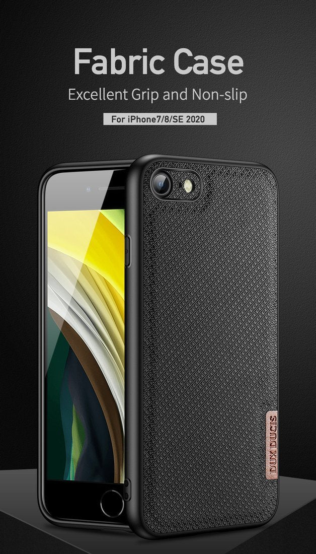 Dux Ducis iPhone SE 2022 / SE 2020 / 7 / 8 Fino Series Σκληρή Θήκη με Πλαίσιο Σιλικόνης και Επένδυση από Ύφασμα - Black