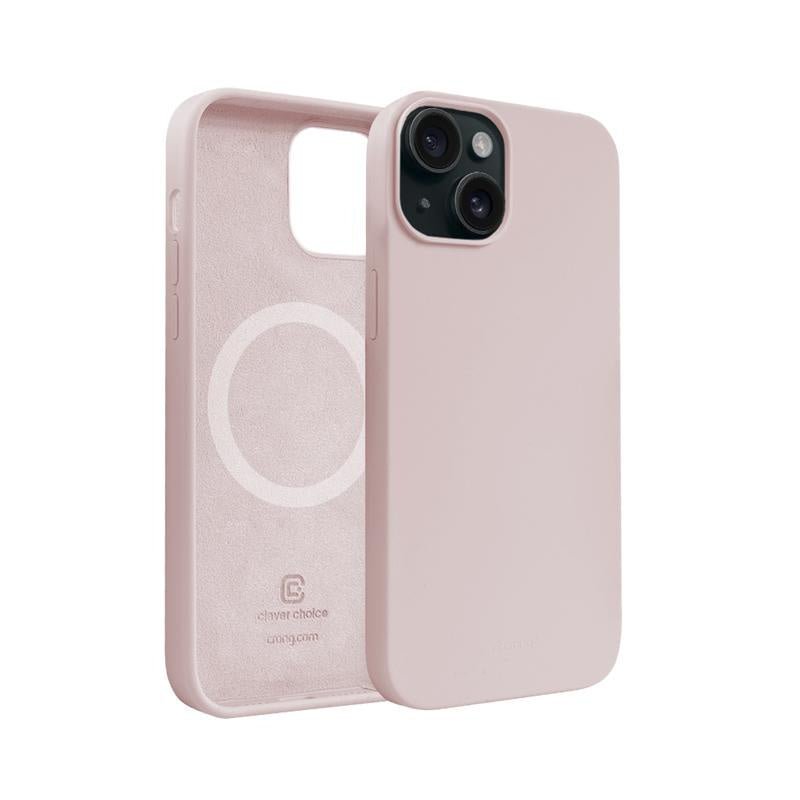 Crong iPhone 15 Color Cover Magnetic - Θήκη Σιλικόνης με MagSafe - Sand Pink