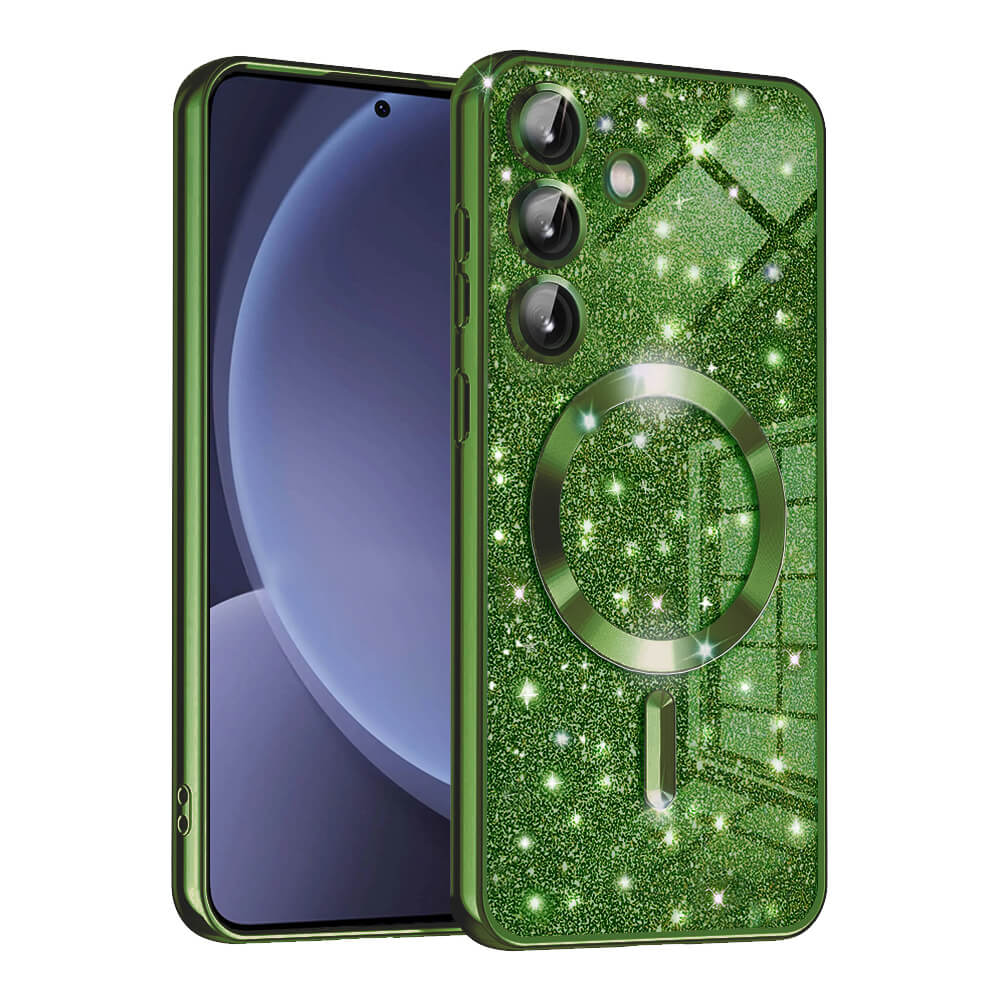 Techsuit Samsung Galaxy S25 - Luxury Glitter MagSafe - Θήκη Σιλικόνης - Deep Green