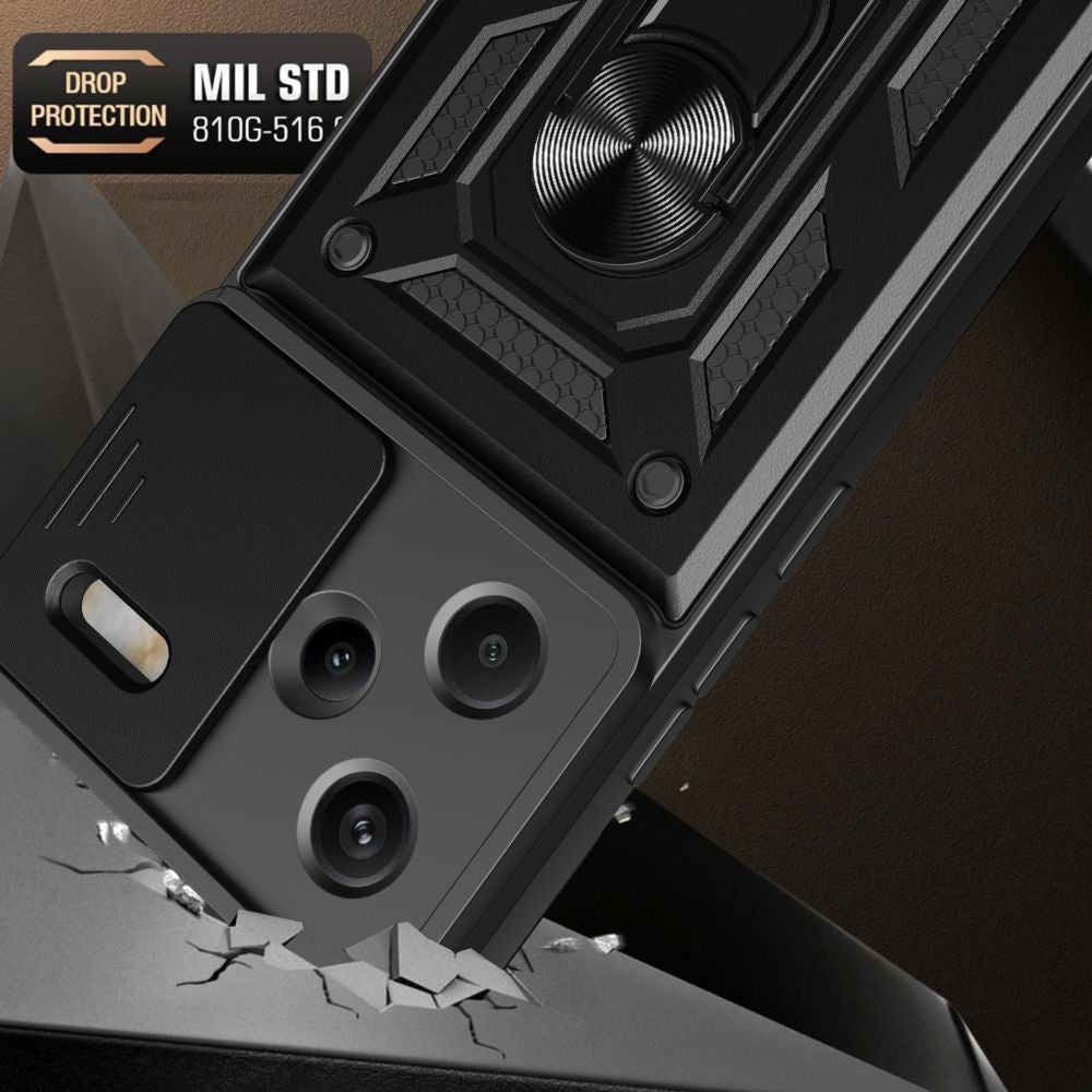 Tech - Protect Xiaomi Redmi Note 13 Pro+ 5G Camshield Pro Σκληρή Θήκη με Πλαίσιο Σιλικόνης και Δαχτυλίδι Συγκράτησης - Black