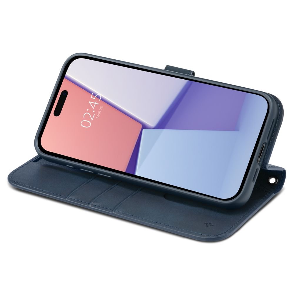 Spigen iPhone 15 Pro Max Wallet S Pro Θήκη Πορτοφόλι Stand από Δερματίνη - Navy