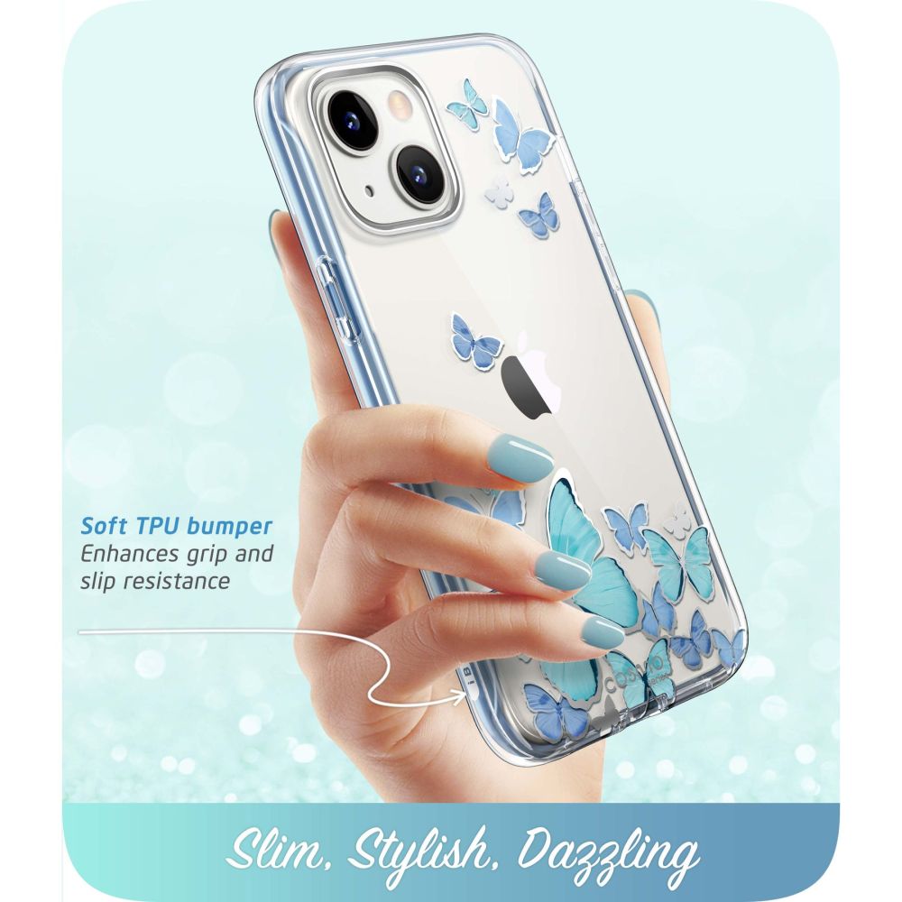 i - Blason iPhone 14 Plus Cosmo Σκληρή Θήκη με Πλαίσιο Σιλικόνης και Προστασία Οθόνης - Blue Fly