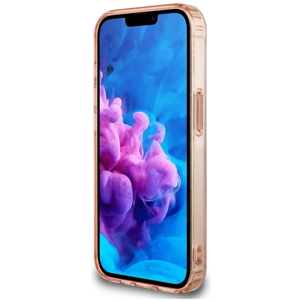 Guess iPhone 16e - IML Metal Glitter 4G Circle Triangle MagSafe - Σκληρή Θήκη με Πλαίσιο Σιλικόνης και MagSafe - Pink - GUHMPSE4HG4PRTGP