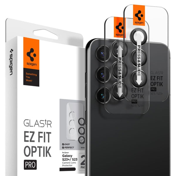 Spigen Samsung Galaxy S23 / Samsung Galaxy S23+ Optik.TR EZ Fit Αντιχαρακτικό Γυαλί για την Κάμερα - 2 Τεμάχια - Black
