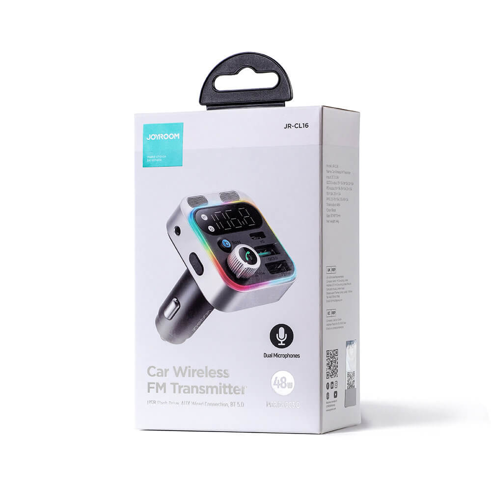 Joyroom JR - CL16 Bluetooth 5.0 FM Transmitter για Αναπαραγωγή Μουσικής / Κλήσεις / Φόρτιση Κινητών στο Αυτοκίνητο 48W - Black