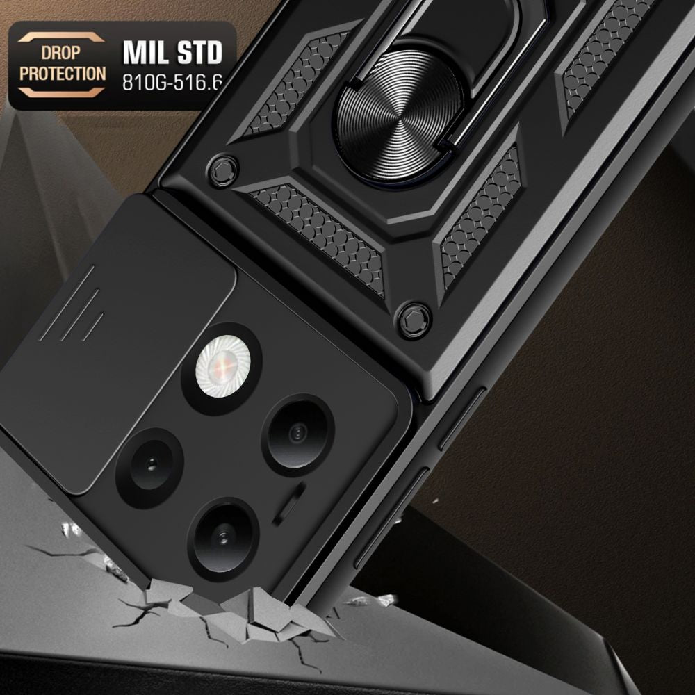 Tech - Protect Xiaomi Redmi Note 13 4G Camshield Pro Σκληρή Θήκη με Πλαίσιο Σιλικόνης και Δαχτυλίδι Συγκράτησης - Black