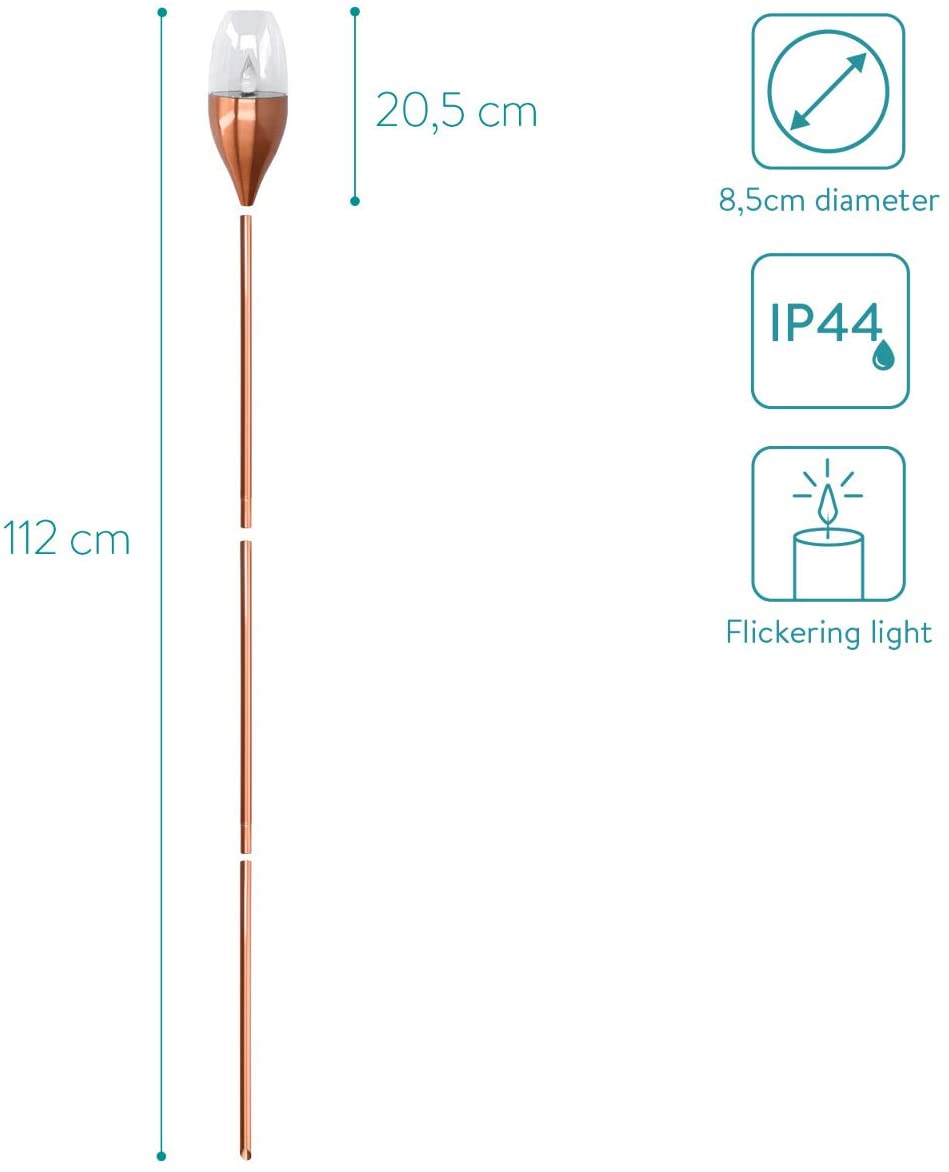 Navaris Outdoor Solar Torch Lights Διακοσμητικά Φώτα Κήπου - Copper - 47538.27.04