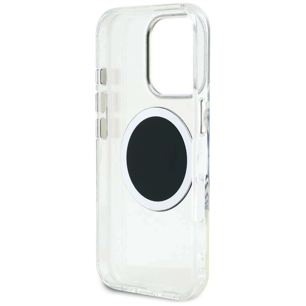 Guess iPhone 16 Pro Max IML Metal Colored Circle Classic Logo MagSafe Σκληρή Θήκη με Πλαίσιο Σιλικόνης και MagSafe - Black - GUHMP16XHTDRCEDK