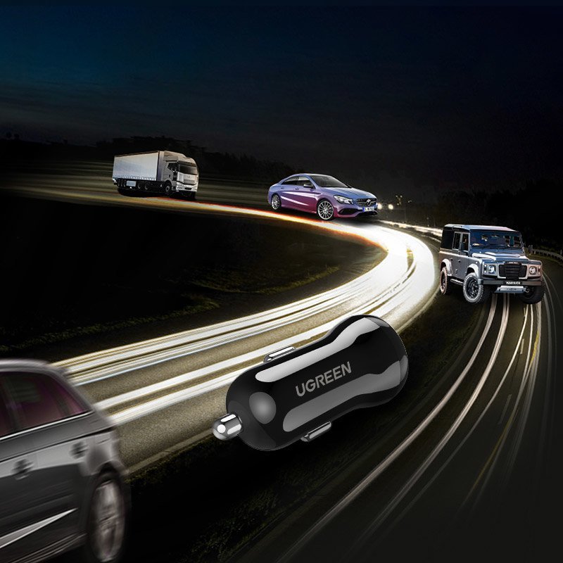 Ugreen Φορτιστής Αυτοκινήτου 4.8A 24W με Δύο Θύρες USB - Black