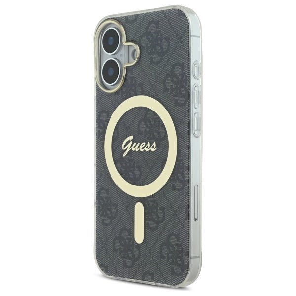 Guess iPhone 16 IML 4G MagSafe Σκληρή Θήκη με Πλαίσιο Σιλικόνης και MagSafe - Black - GUHMP16SH4STK