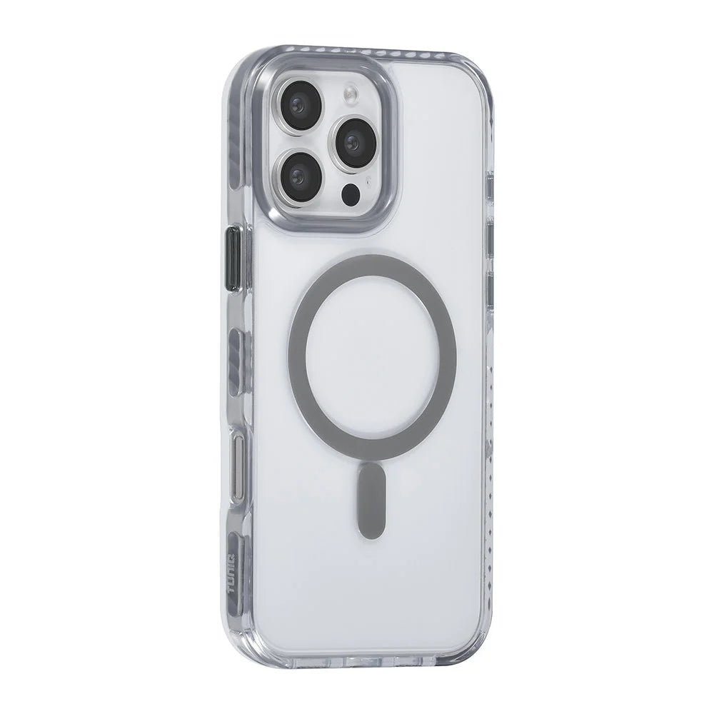 Tuniq iPhone 16 Pro Max - MagSafe Σκληρή Θήκη με Πλαίσιο Σιλικόνης και Λουράκι - Διάφανη / Grey
