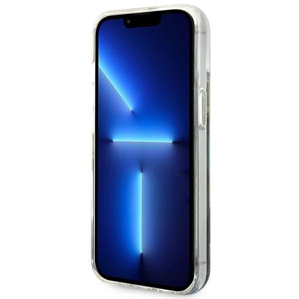 Guess iPhone 14 Flower Liquid Glitter Σκληρή Θήκη - Blue - GUHCP14SLFLSB