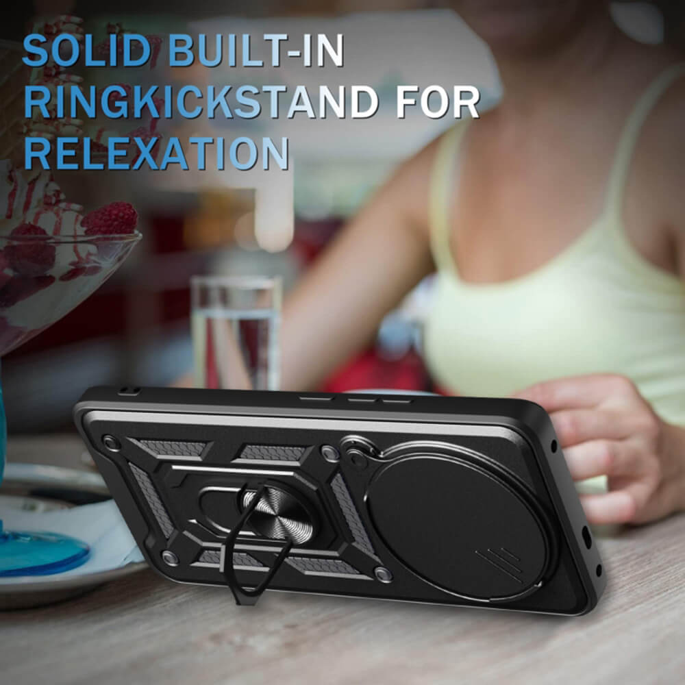 Techsuit Xiaomi Redmi Note 14 Pro+ 5G - CamShield - Σκληρή Θήκη με Προστασία Καμερών και Δαχτυλίδι Συγκράτησης - Black