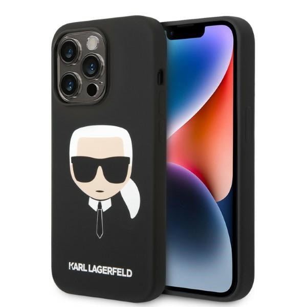 Karl Lagerfeld iPhone 14 Pro Silicone Karl's Head MagSafe Θήκη Σιλικόνης με MagSafe - Black - KLHMP14LSLKHBK