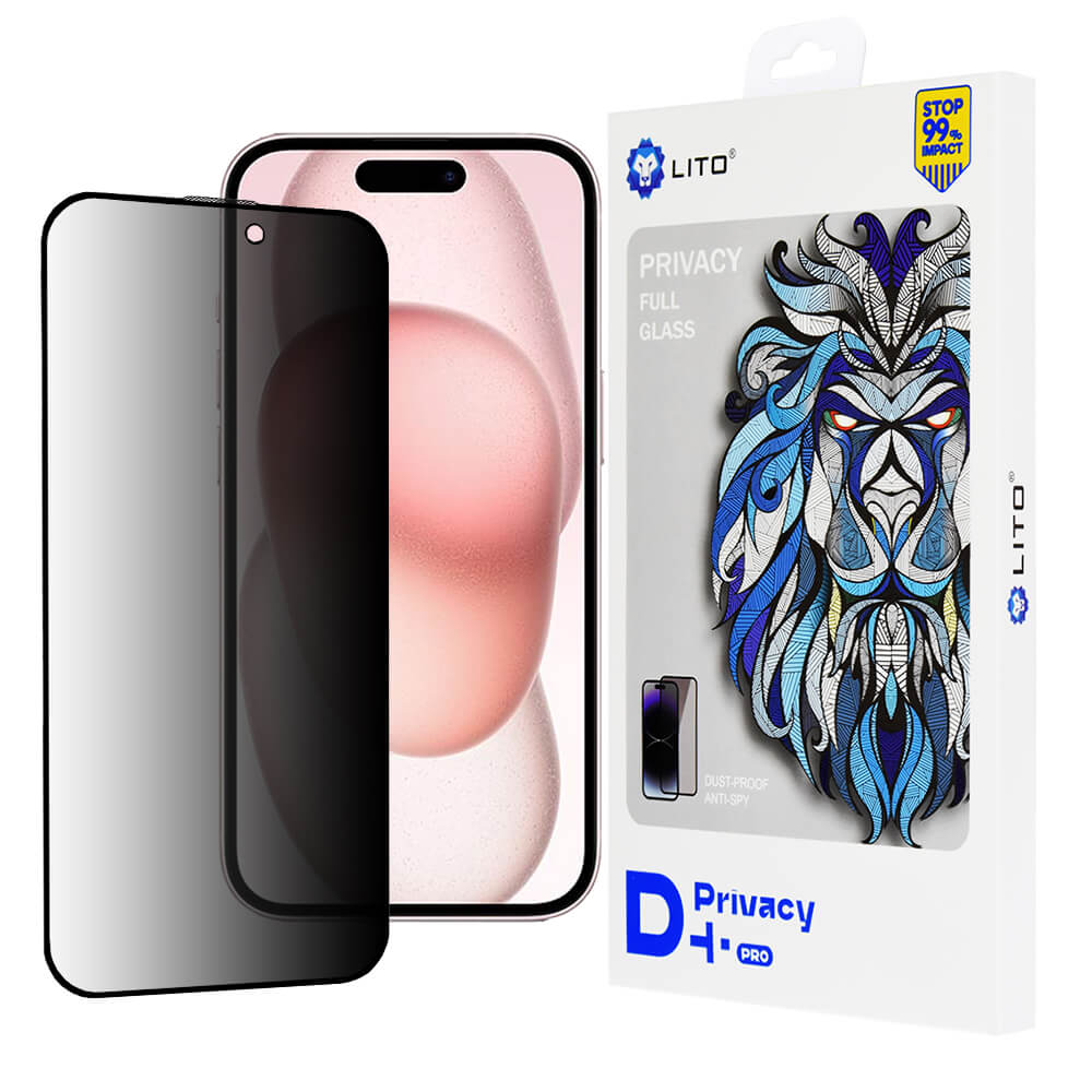 Lito iPhone 15 - D+ Pro Privacy - Full Screen Αντιχαρακτικό Γυαλί Tempered Glass - Black