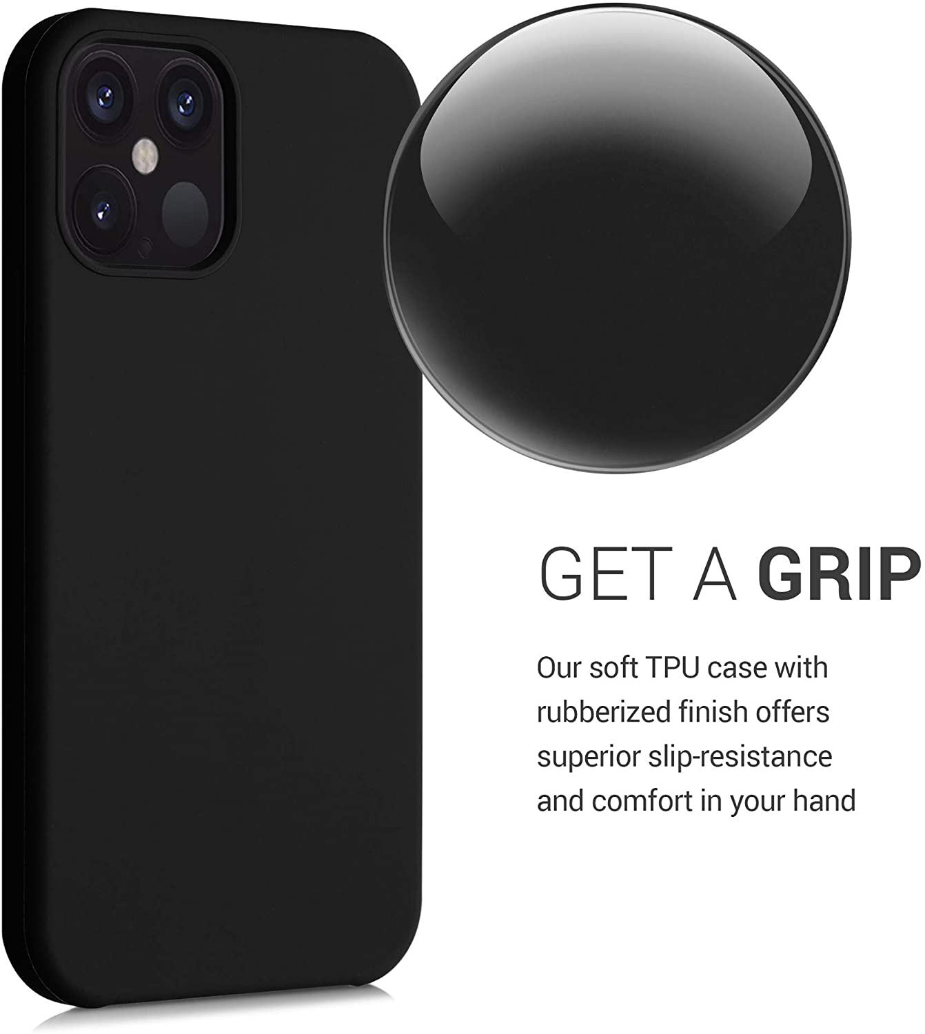 KW iPhone 12 / iPhone 12 Pro Θήκη Σιλικόνης Rubber TPU - Black - 52641.01