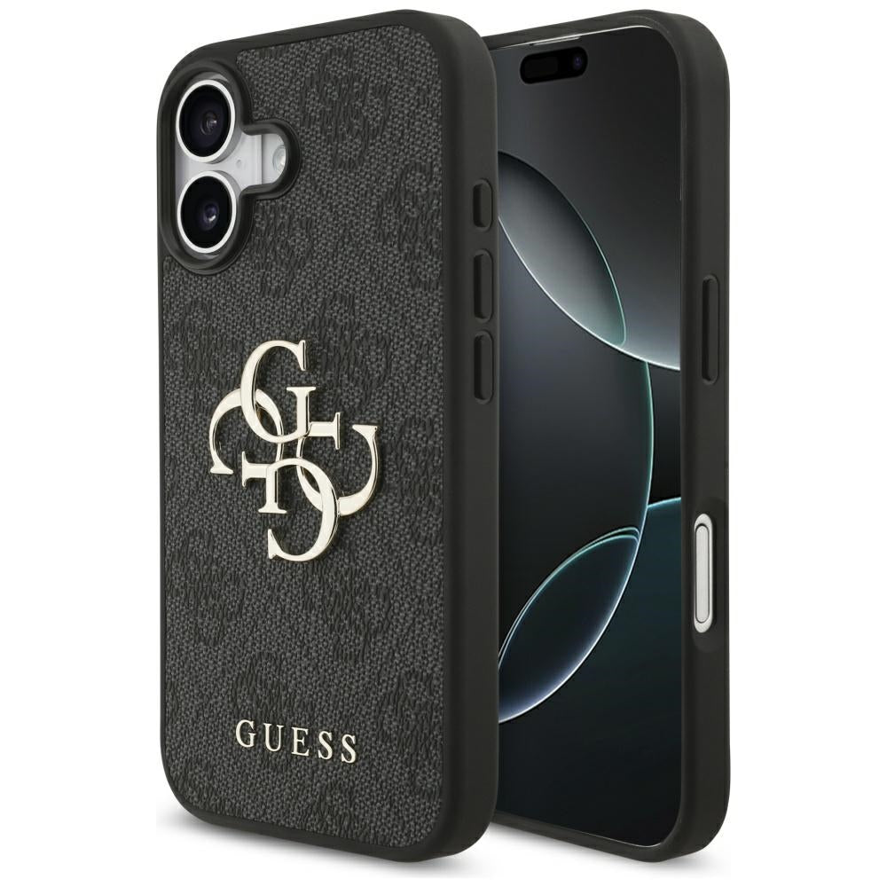 Guess iPhone 17 - 4G Big Logo - Σκληρή Θήκη με Πλαίσιο Σιλικόνης και Επένδυση Συνθετικού Δέρματος - Black - GUHCP17S4GMGGR